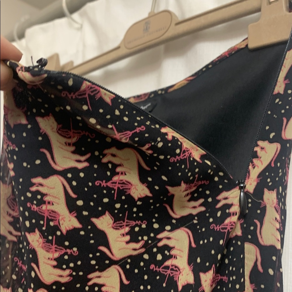 Vintage Betsey Johnson Cat and The Fiddle Pleated Lace Chiffon A-Line Skirt Y2K - Picture 9 of 11